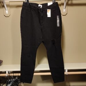 Lane Bryant Black Skinny Jeans with Subtle Distressing